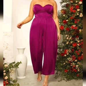SHEIN Belle Plus Wide Leg Tube Jumpsuit
